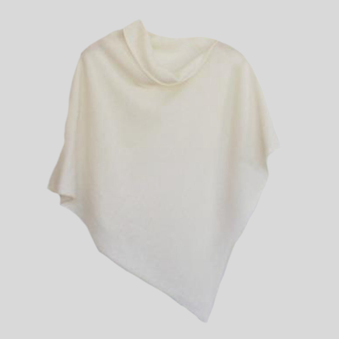Poncho natural white merino lambswool