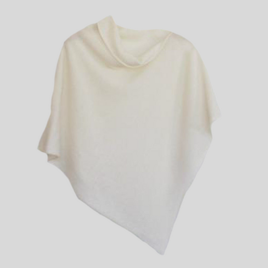 Poncho natural white merino lambswool