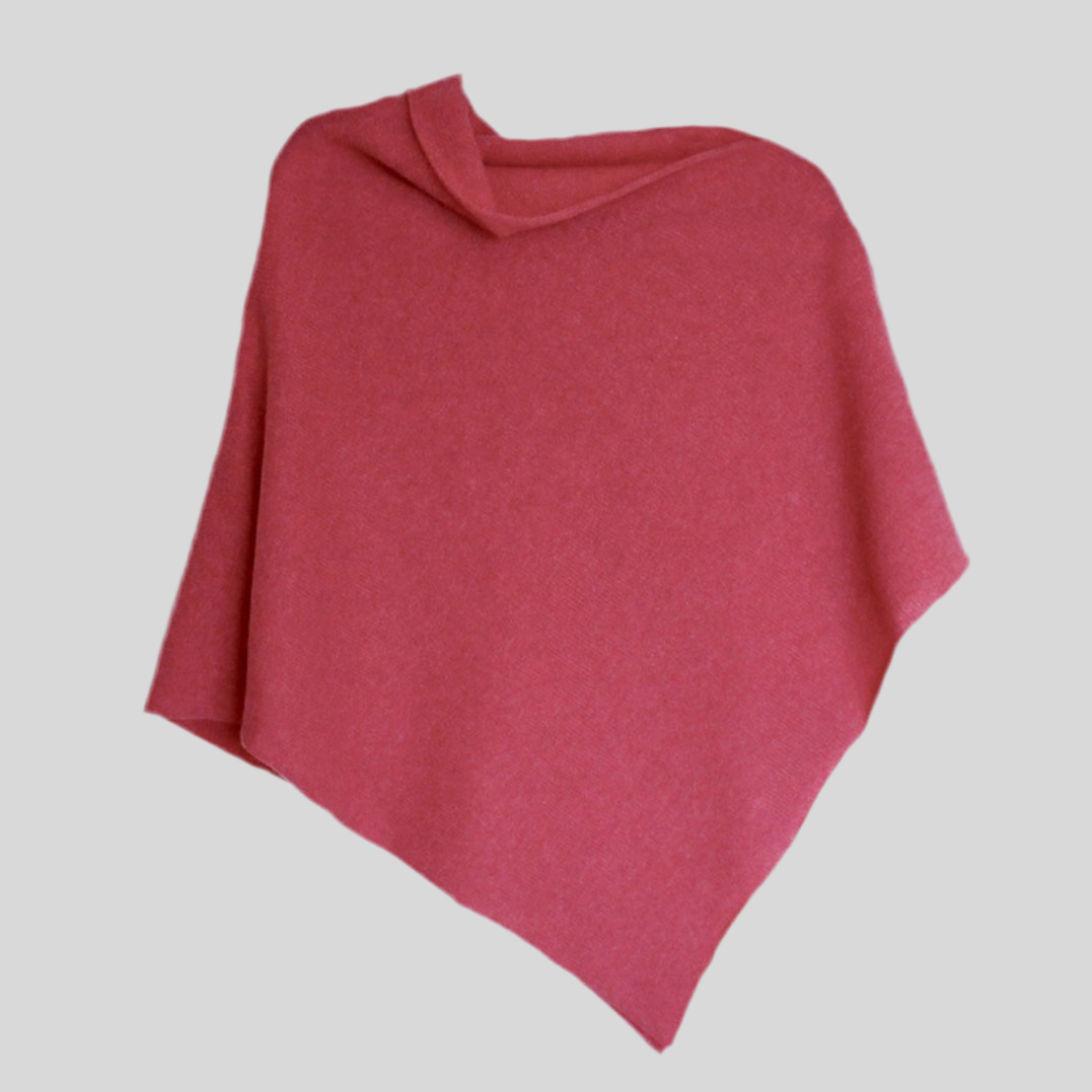 Poncho fuchsia pink merino lambswool