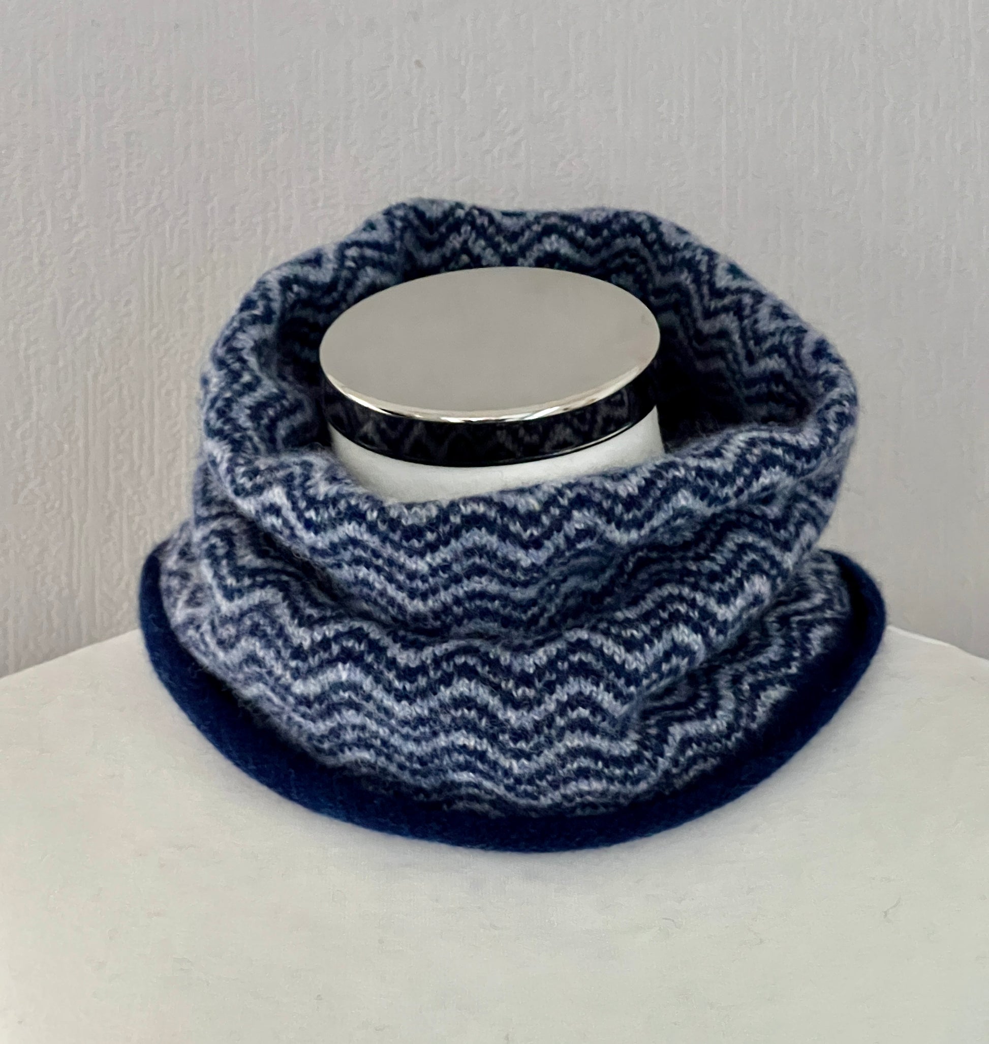 Neck warmer, snood drift pattern soft merino marled lambswool 