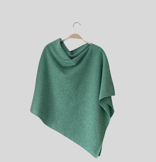 Poncho spring time green merino lambswool