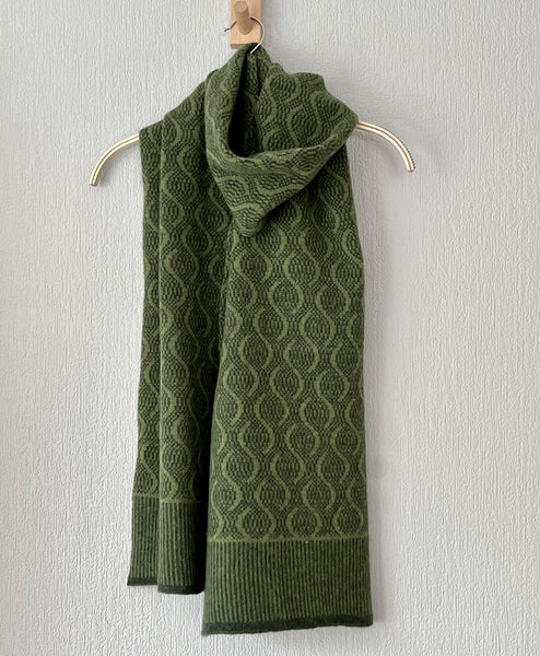 Scarf - soft merino lambswool scarf bean green and rosemary green