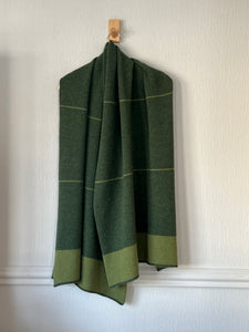 Scarf Wrap Shawl rosemary green thin green bean stripes and green bean block ends