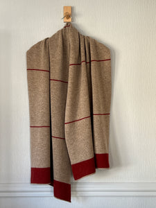 Scarf Wrap Shawl drift wood brown thin rusty strips and rusty block ends