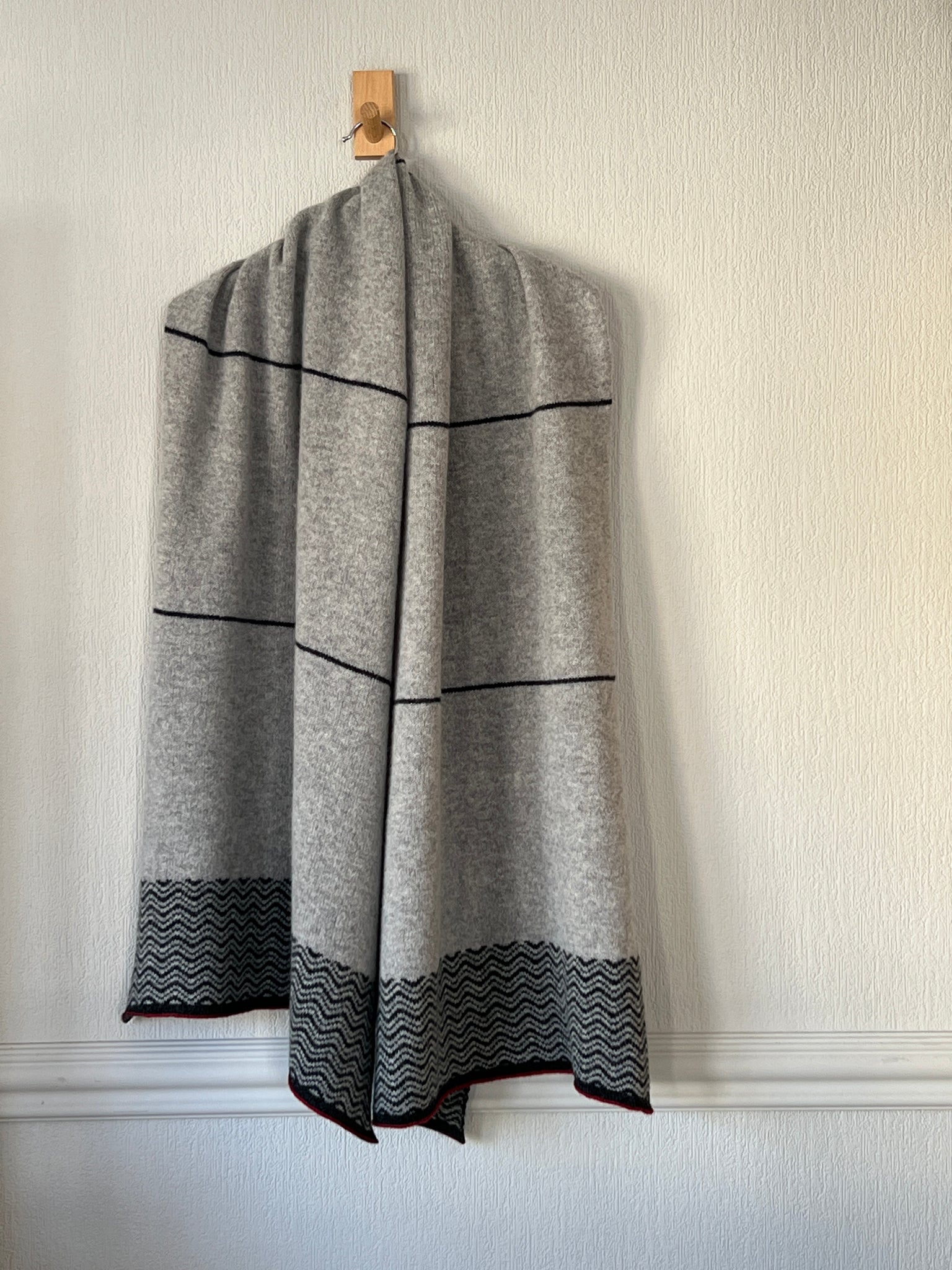 Scarf Wrap Shawl silver grey and nearly black patten and stripes