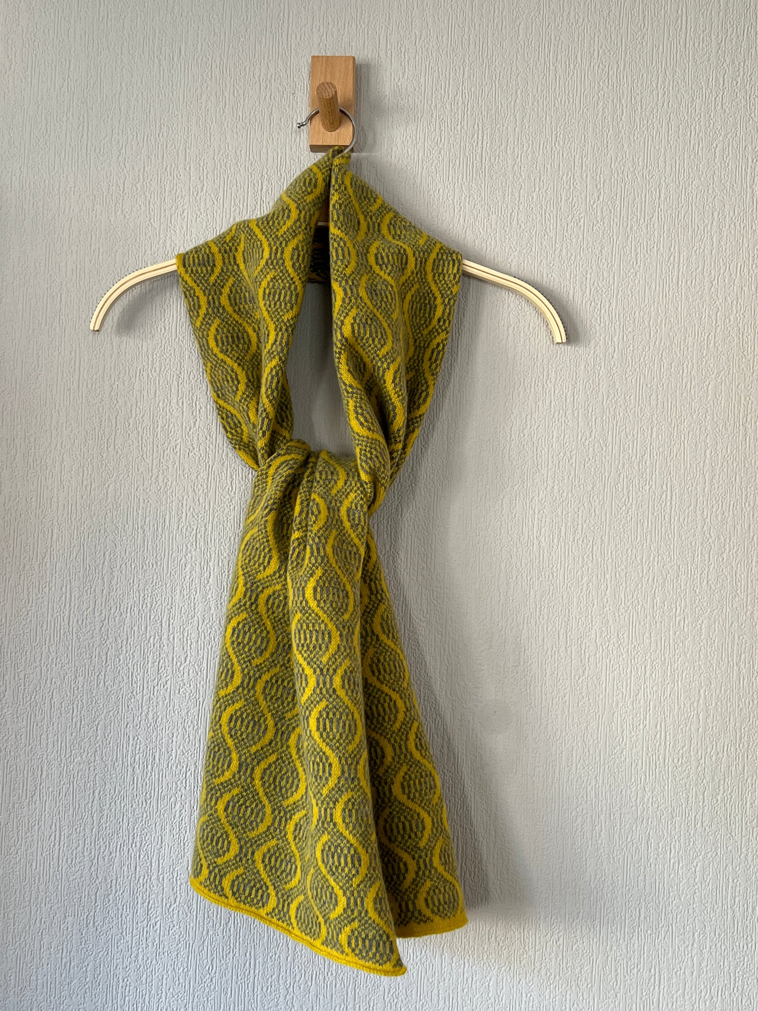 Scarf - soft merino lambswool cliff grey and piccalilli yellow