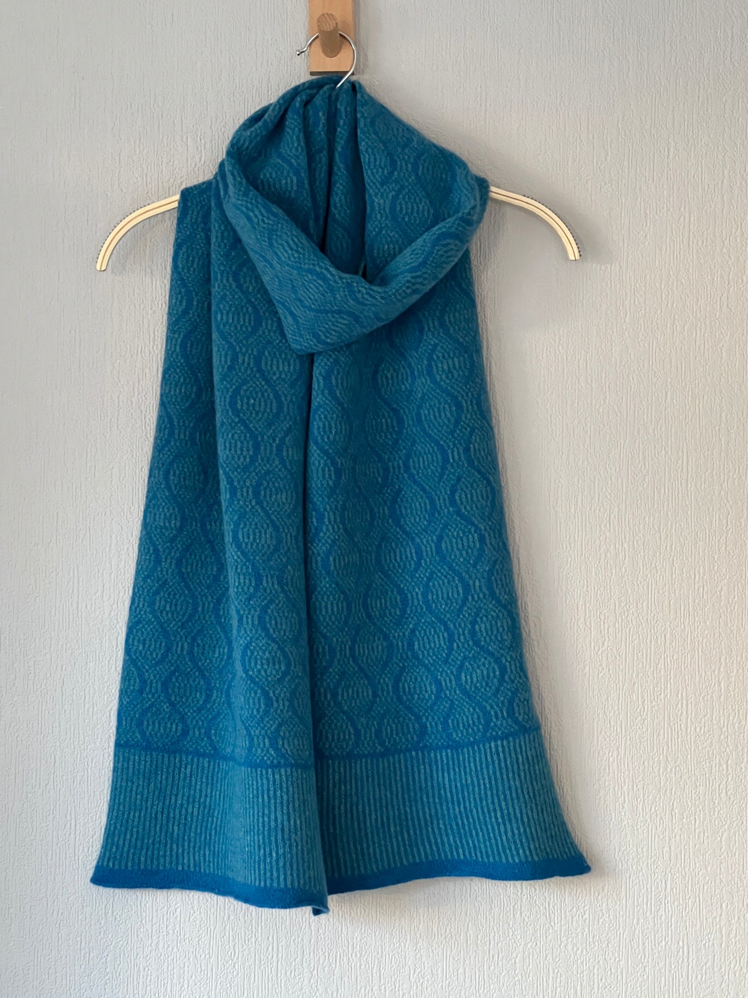 Scarf - soft merino lambswool scarf Neptune blue and barracuda blue