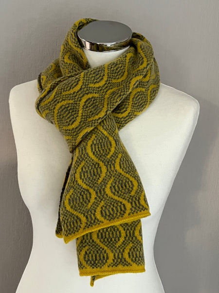 Scarf - soft merino lambswool cliff grey and piccalilli yellow