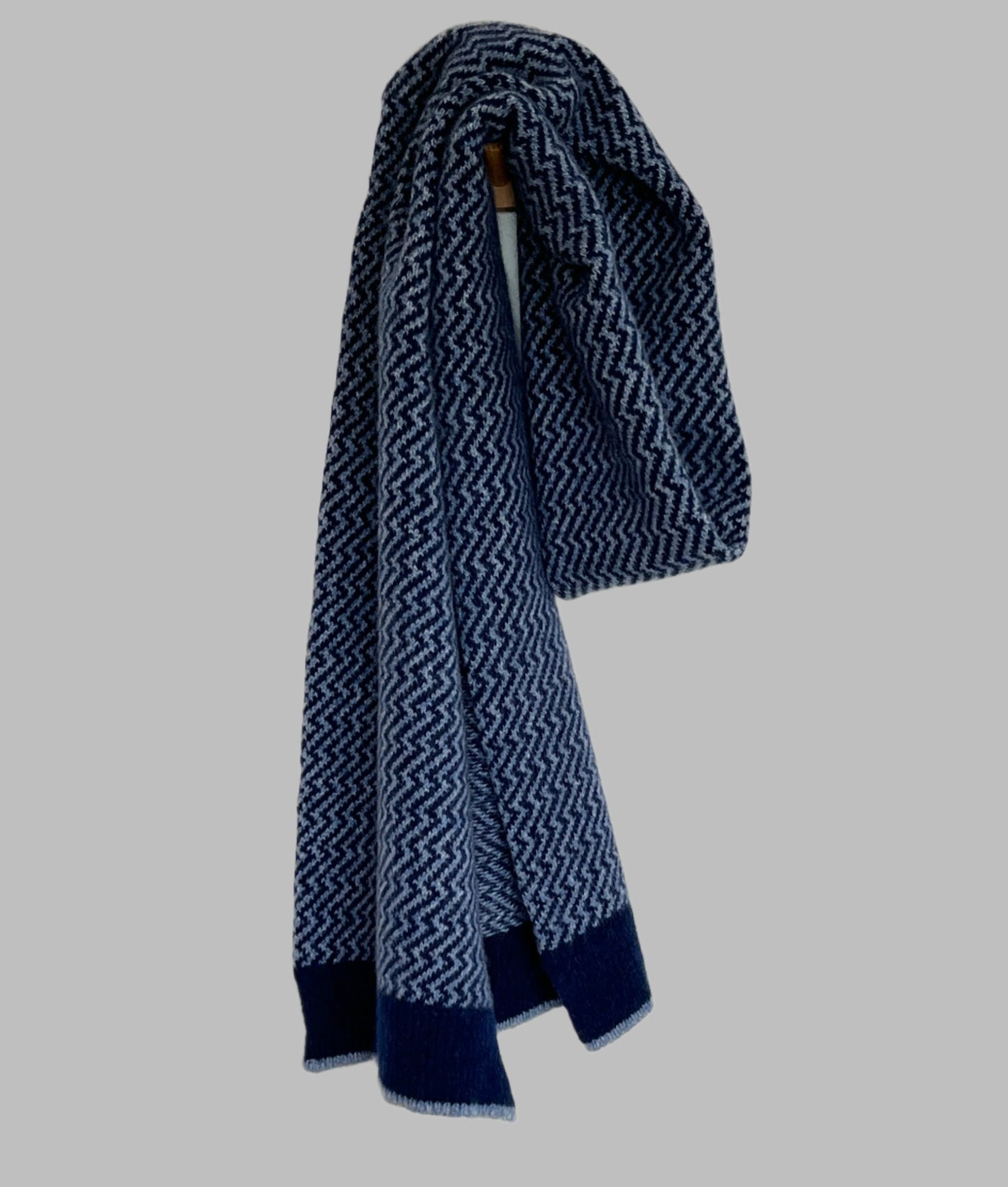 Scarf - super soft merino lambswool Nordic zigzag pattern scarf in marled yarn