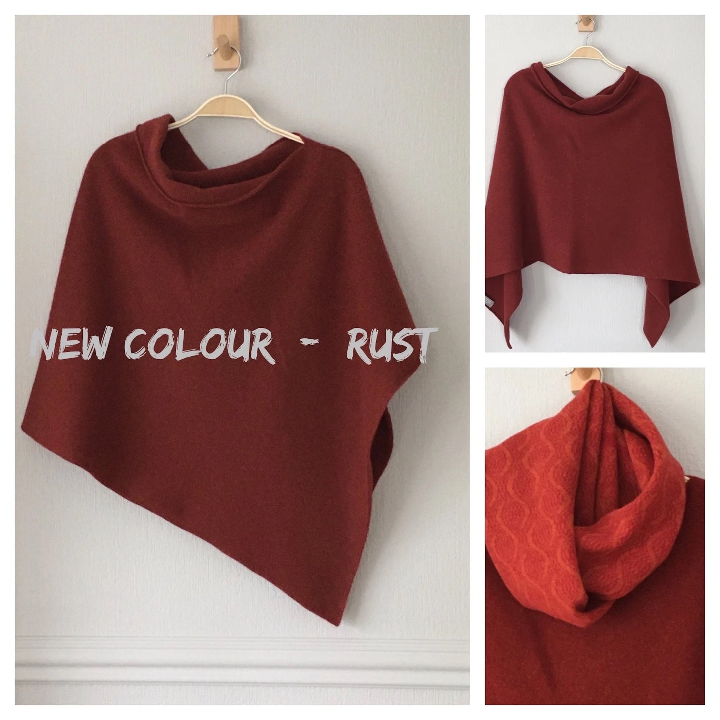 Poncho rust merino lambswool