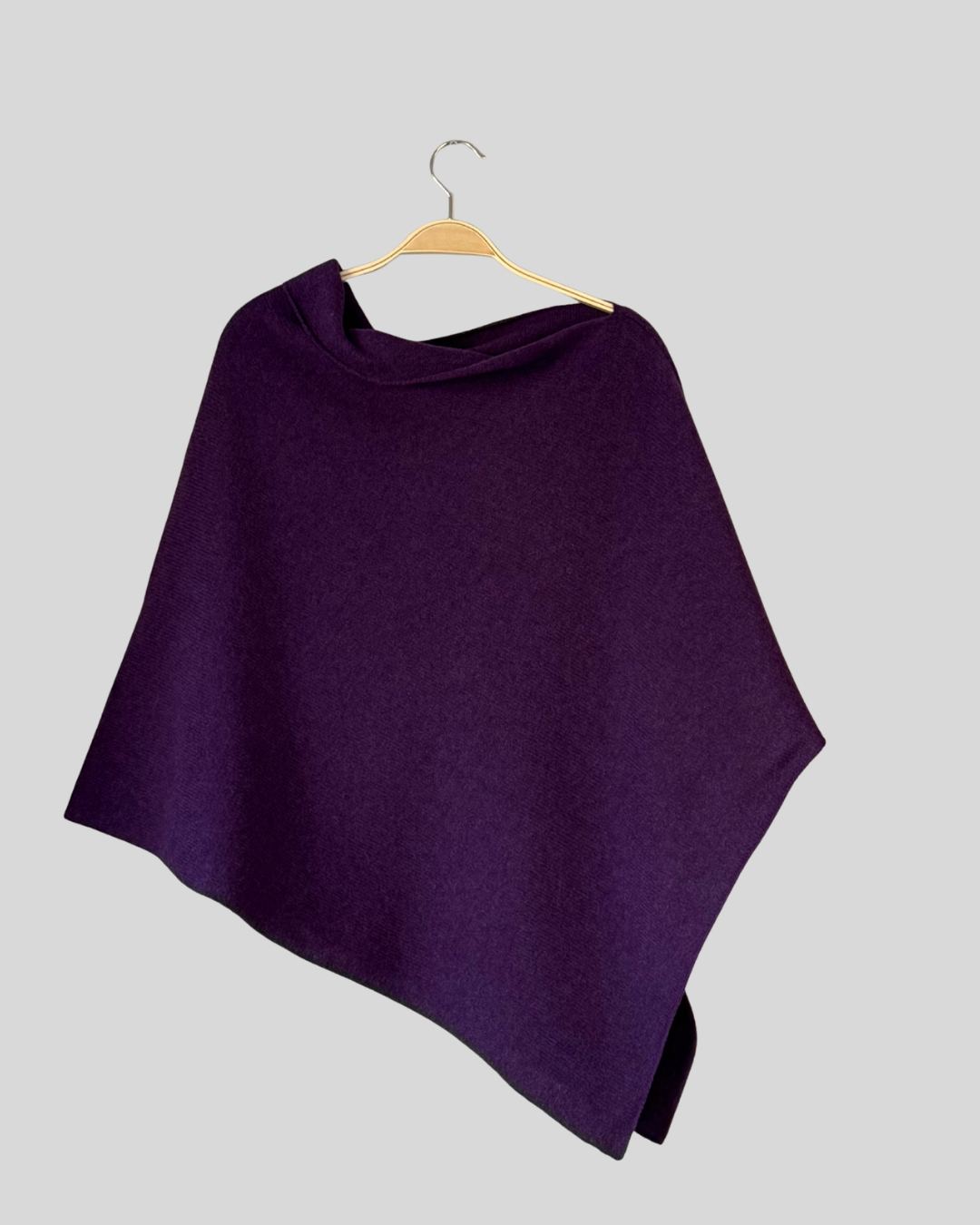 FinesseKnits merino lambswool poncho lupin purple