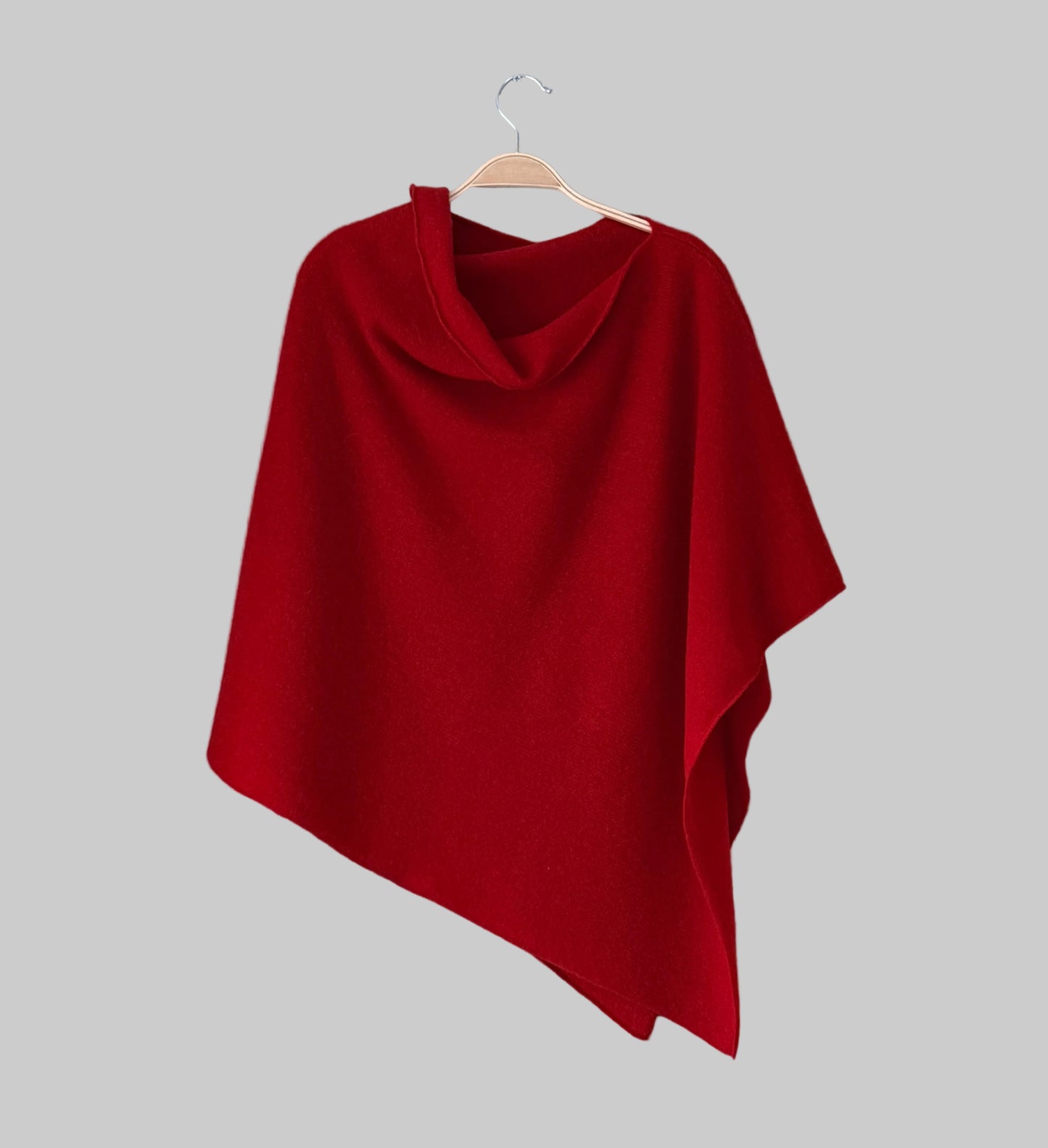 Poncho poppy red merino lambswool