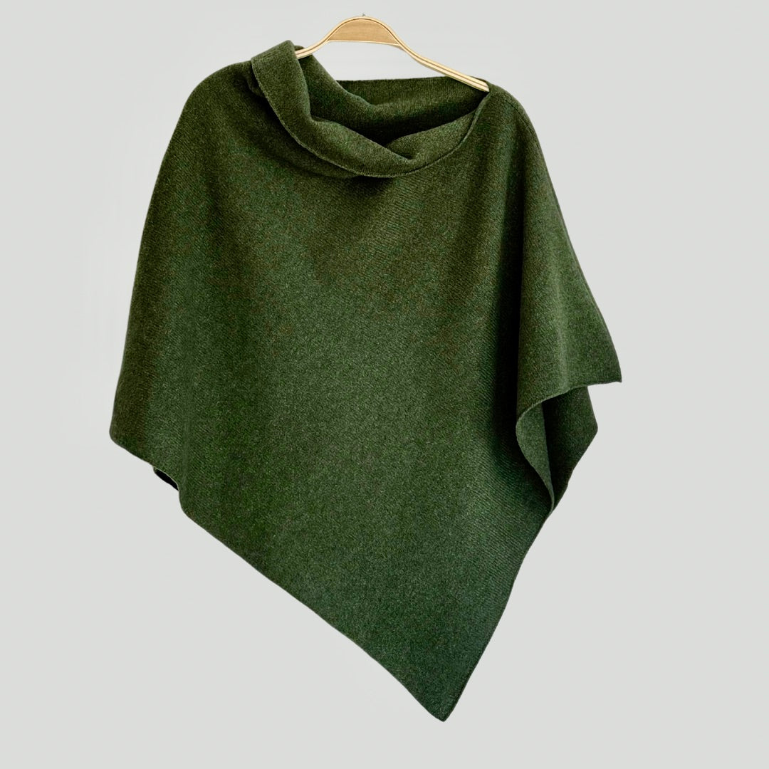 FinesseKnits knitted merino lambswool rosemary green poncho 