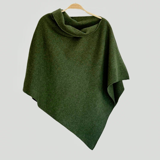 Poncho rosemary green merino lambswool