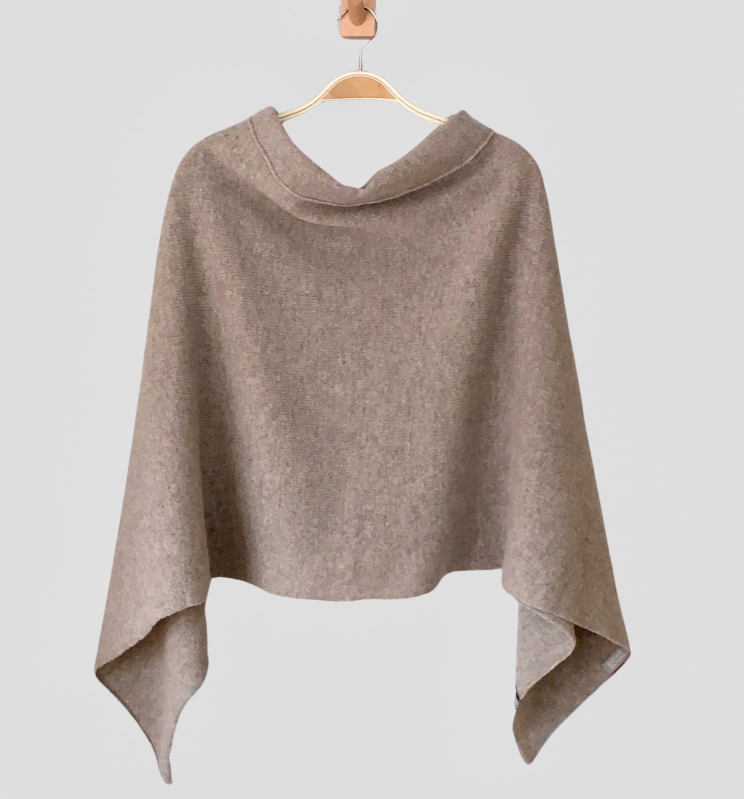 Poncho light mushroom brown  merino lambswool