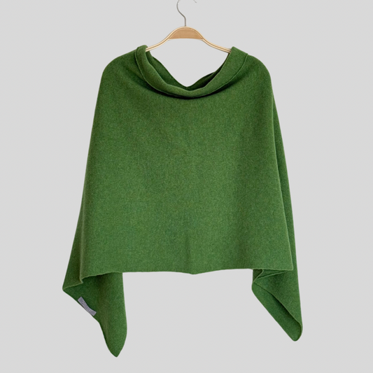 Poncho watercress green merino lambswool