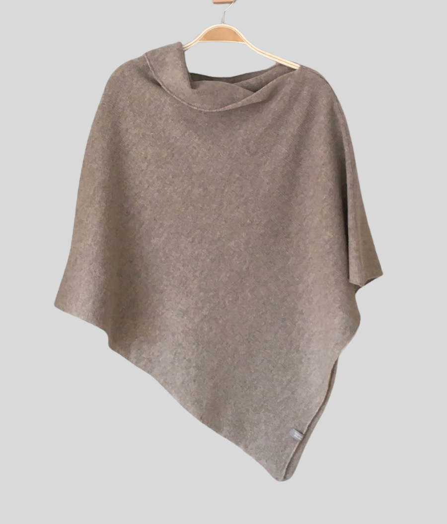 Poncho light mushroom brown  merino lambswool