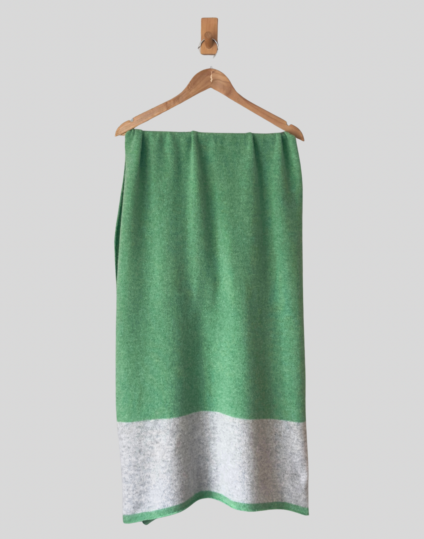 Shawl scarf wrap spring time green with silver grey border merino lambswool