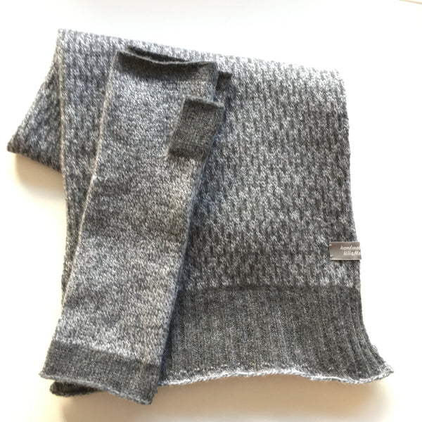 Scarf - super soft merino lambswool Nordic scarf in marled cliff grey and silver grey