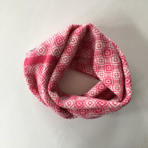 Snood - Infinity Scarf Soft Merino Lambswool Pink and Cream