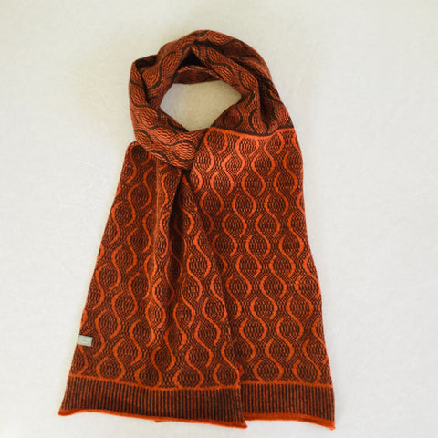 Scarf -soft merino lambswool scarf hickory brown and burnt orange