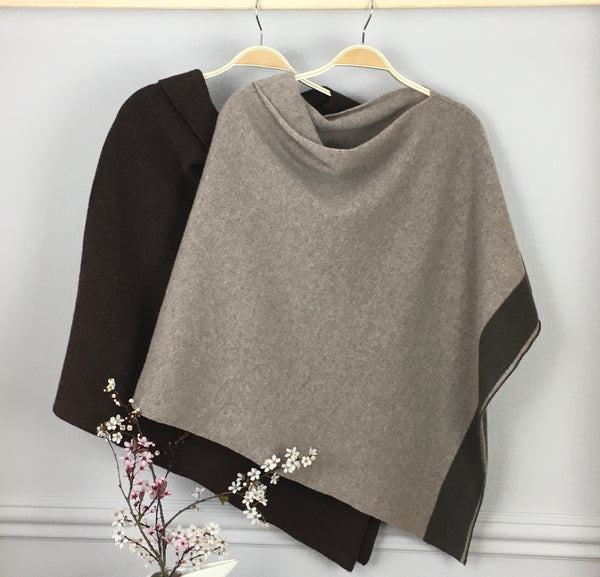 Poncho Soft Morino Lambswool Hickory Brown