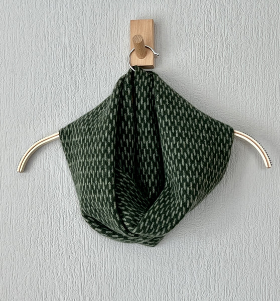 Snood - Infinity scarf soft merino lambswool rosemary green with orchard green dots