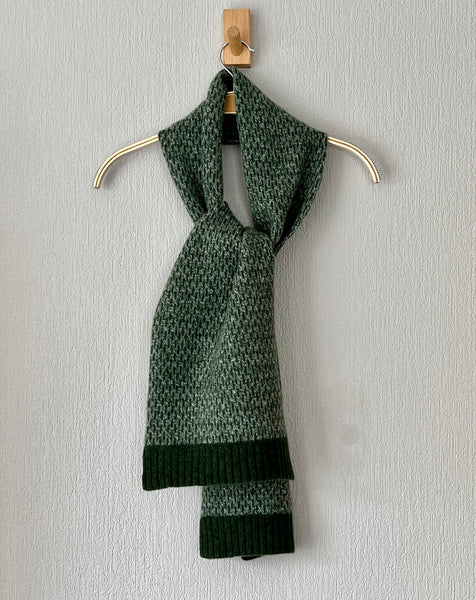 Scarf - super soft merino lambswool Nordic scarf in marled rosemary green silver grey