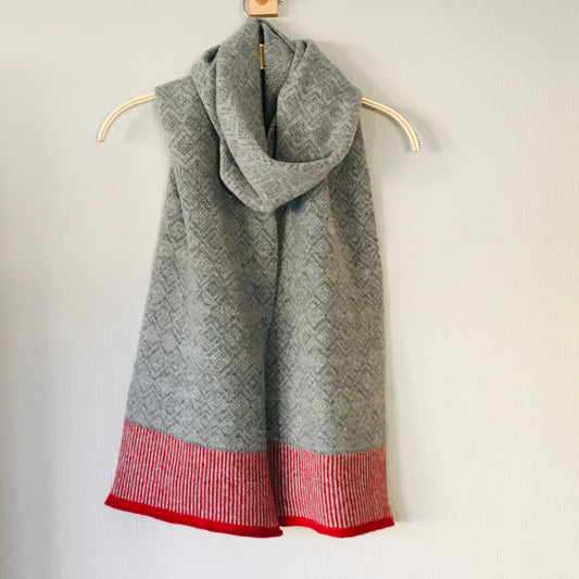 Scarf -soft merino lambswool Scandi scarf in uniform grey and pearl grey