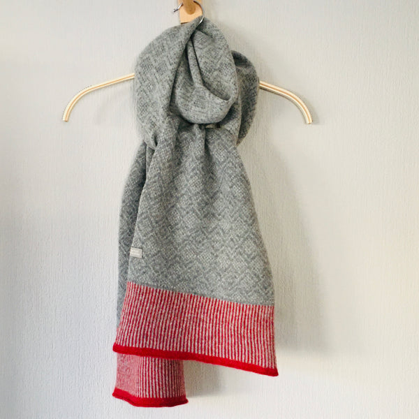 Scarf -soft merino lambswool Scandi scarf in uniform grey and pearl grey