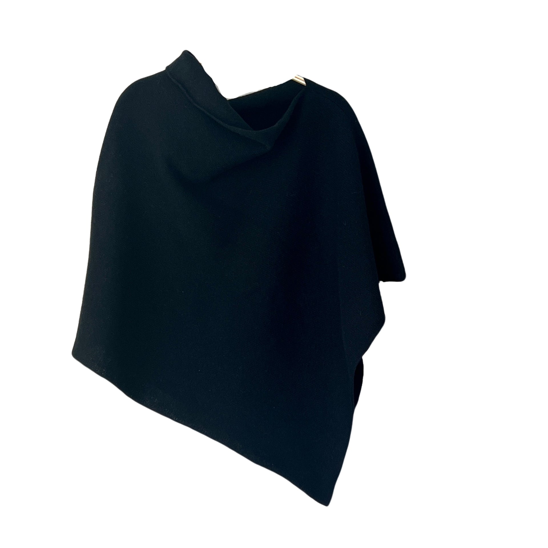 Poncho black merino lambswool