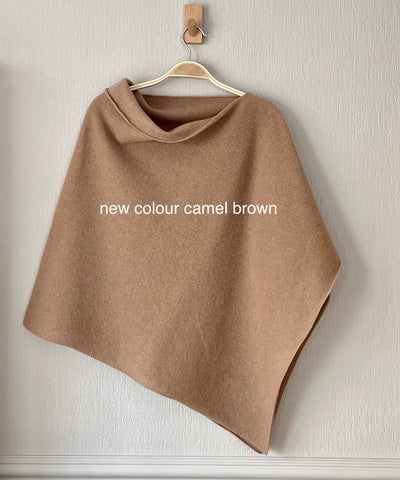 Poncho Soft Morino Lambswool Camel Brown